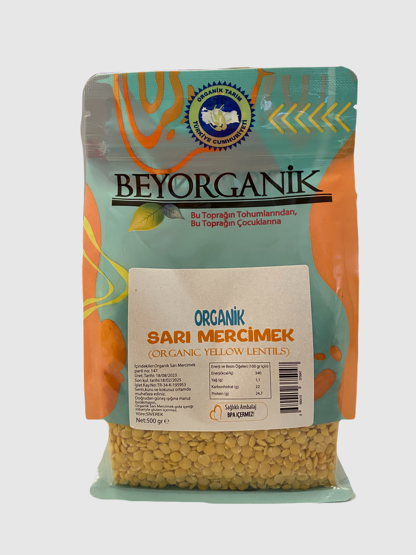 Beyorganik Organik Sarı Mercimek 500 gr