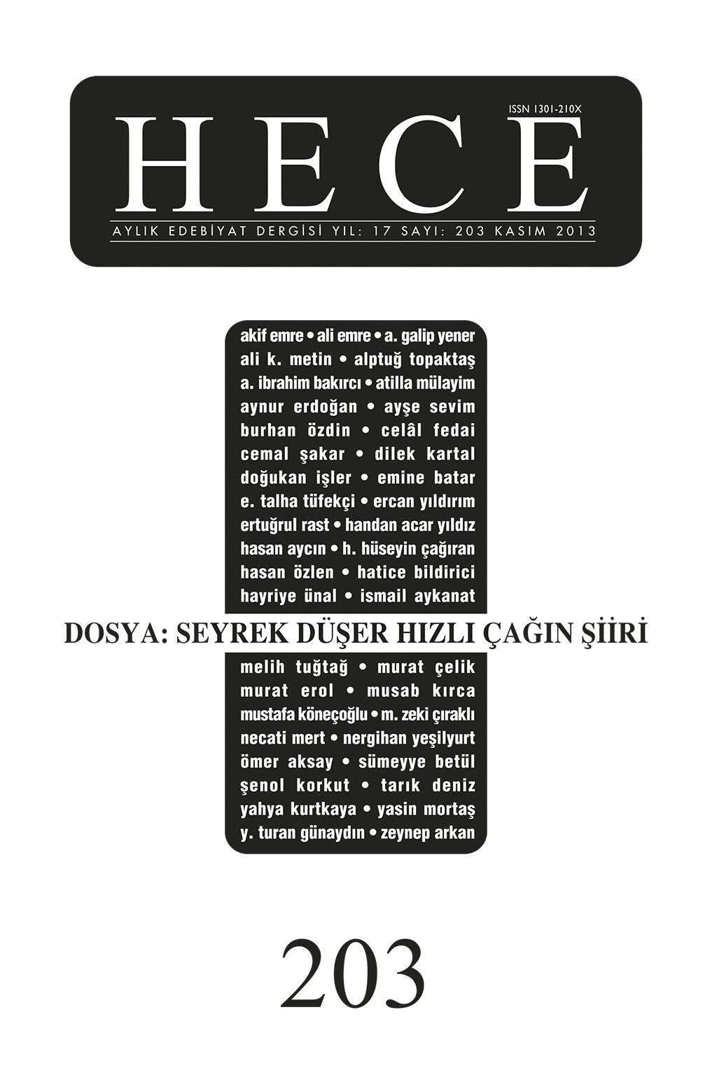 Hece Dergisi 203. Sayı Kasım 2013