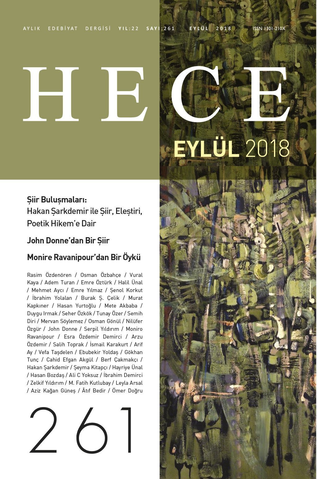 Hece Dergisi 261.Sayı Eylül 2018