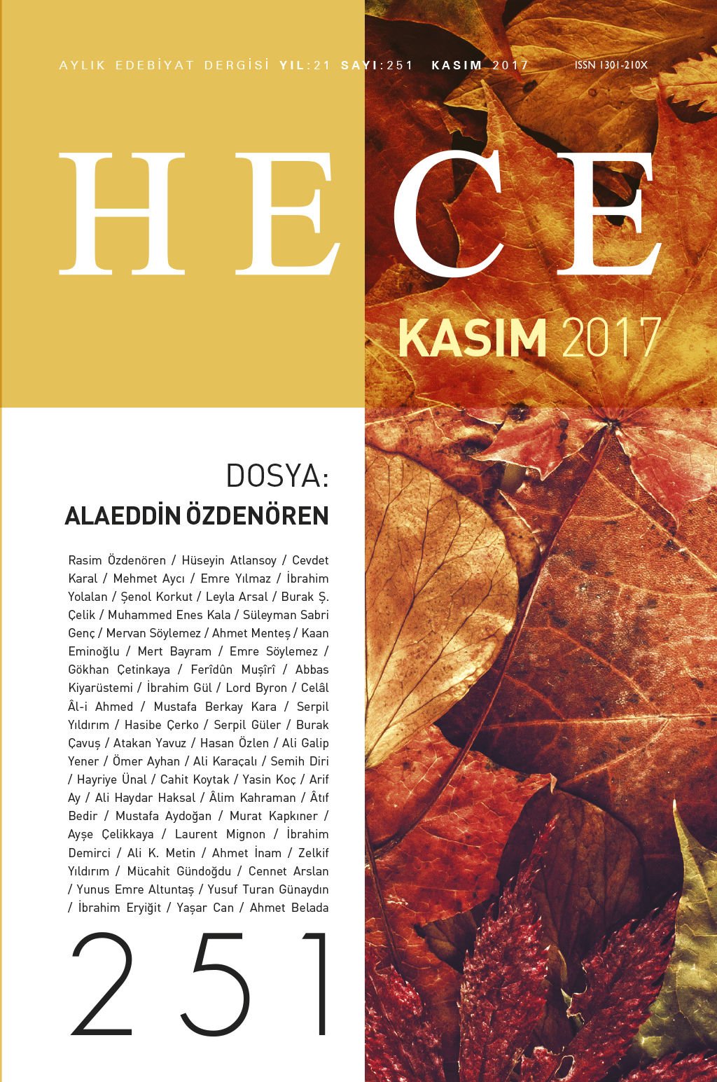 Hece Dergisi 251.Sayı Kasım 2017