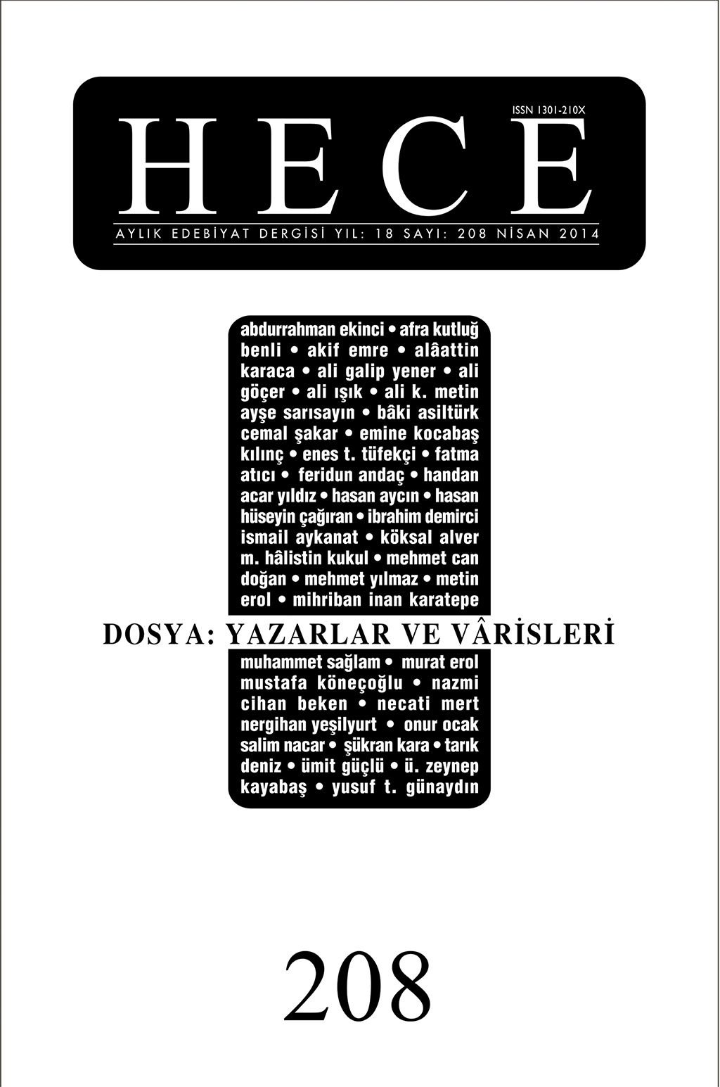 Hece Dergisi 208. Sayı Nisan 2014