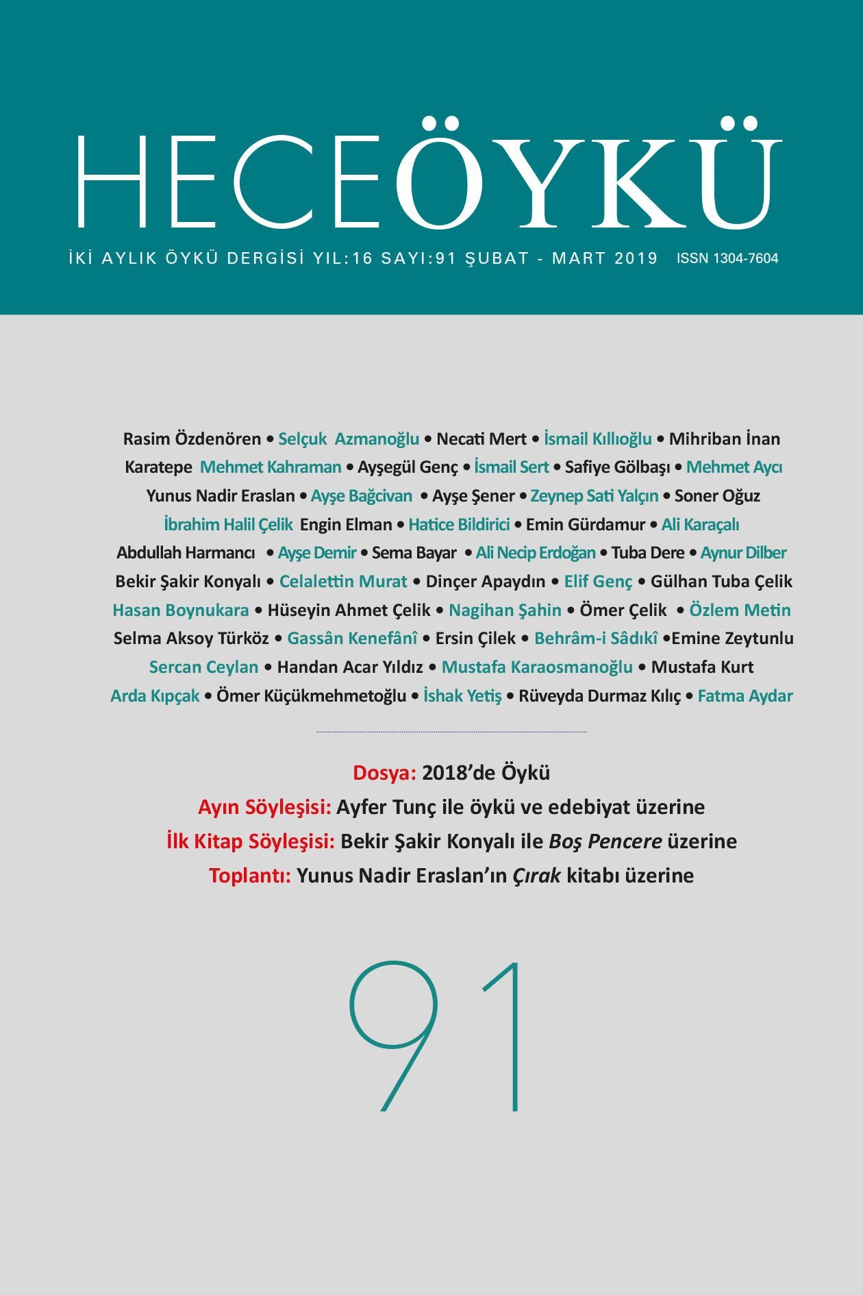 Hece Öykü Dergisi 91.Sayı Şubat-Mart 2019