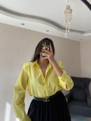 Sarı Oversize Premium Vatkalı Gömlek