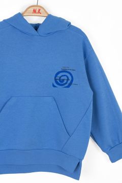 Kapüşonlu Kanguru Cepli Erkek Çocuk Sweatshirt 128 cm (8-9 Yaş) - Krem