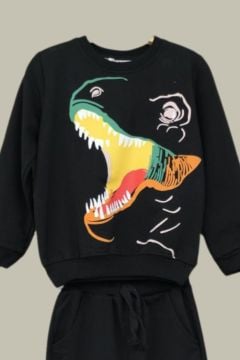 Mackays Animal Baskılı Sweatshirt ve Eşofman Altı 2'li Alt-Üst Erkek Çocuk Eşofman Takım 122 cm (7-8 Yaş) - Yeşil