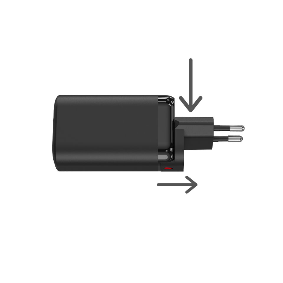 IX-HC2 65W Type-C ve Usb Portlu Seyahat Tipi Hızlı Şarj Aleti - Siyah