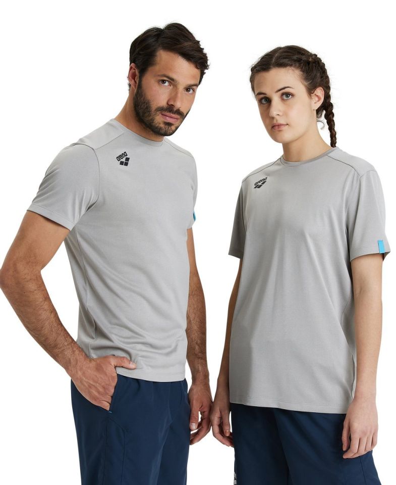 ARENA  Team Solid Unisex Gri Günlük Stil Tişört