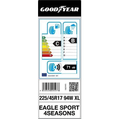 Goodyear 225/45 R17 94W XL Eagle Sport Fp Oto 4 Mevsim Lastiği ( Üretim Yılı: 2023 )