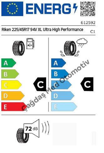 Riken 225/45R17 94V XL Ultra High Performance Yaz Lastiği 2023 Üretim