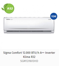 SİGMA COMFORT 12.000 BTU/H A++ INVERTER KLİMA R32 SGM12INVDHD