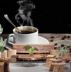 Kahve Fincanı Cafe Duvar Kağıdı Baskı