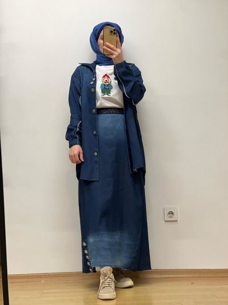MissWhence Denim Etekli Takım 37304