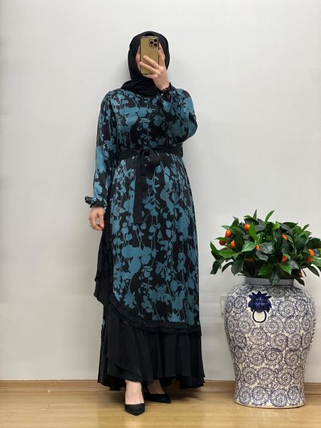 MissWhence Desenli Cupro Elbise 37832