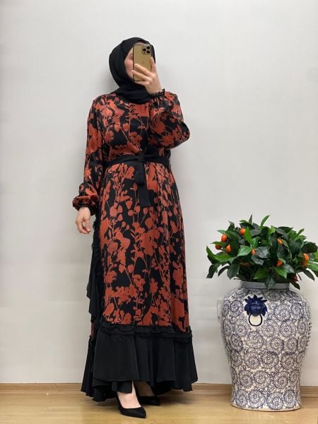 MissWhence Desenli Cupro Elbise 37832