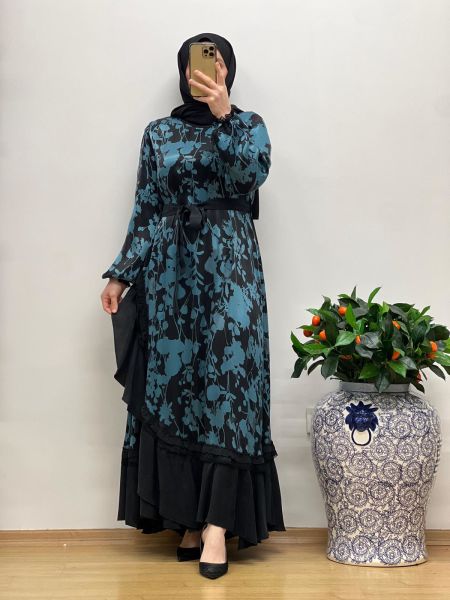 MissWhence Desenli Cupro Elbise 37832