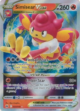 Simisear VSTAR - 023/159 - Ultra Rare Crown Zenith Singles