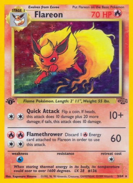 Flareon - 3/64 - Holo 1st Edition Jungle 1st Edition Singles - MP