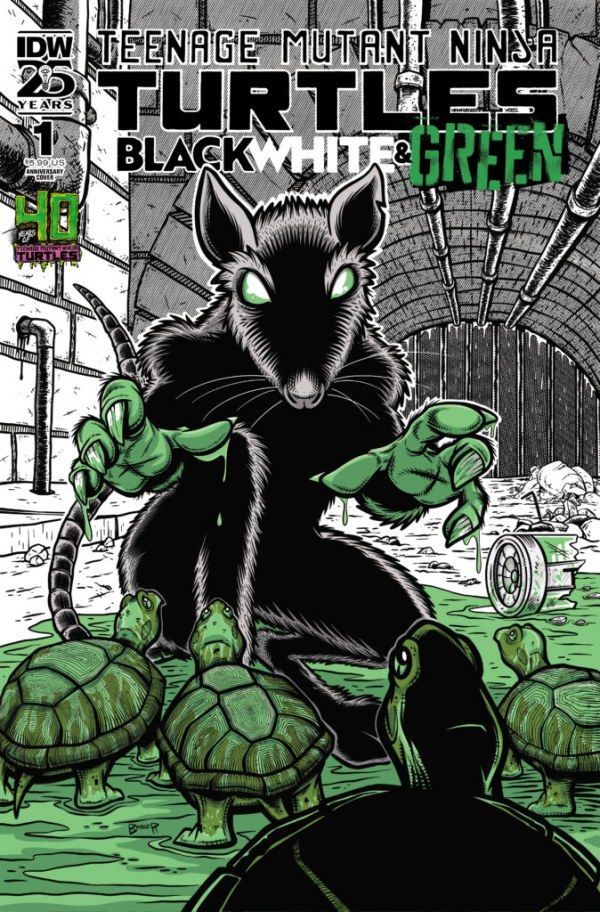 Teenage Mutant Ninja Turtles: Black, White, & Green #1 Cover D Dan Berger 40th Anniversary Variant