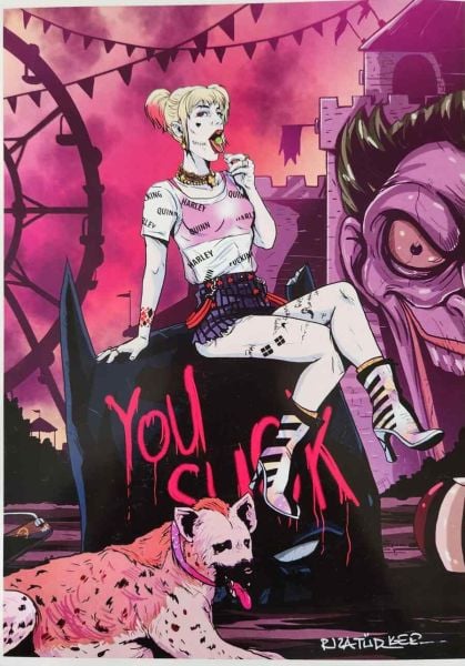 RIZA TÜRKER İMZALI HARLEY QUINN ''YOU SUCK'' ART PRINT