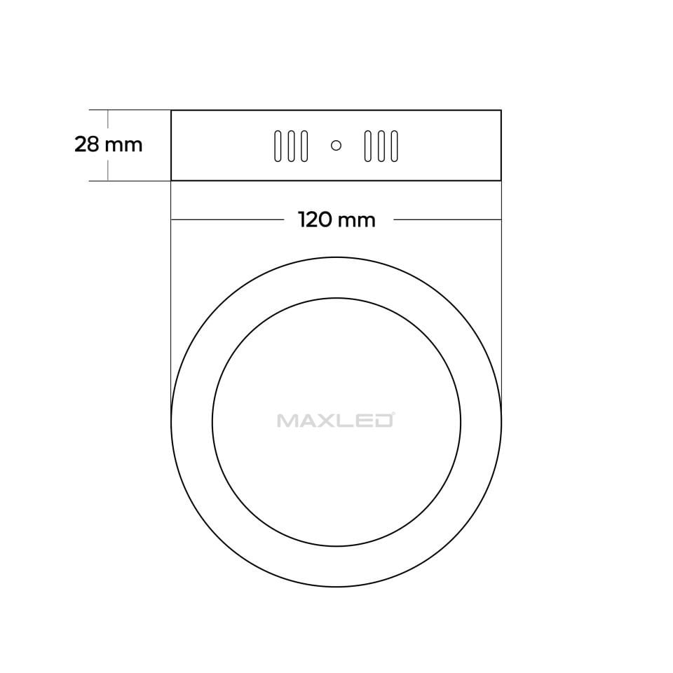 Maxled MX-1048G - 6W 3000K Gün Işığı | Siyah Kasa Sıva Üstü Yuvarlak LED Panel