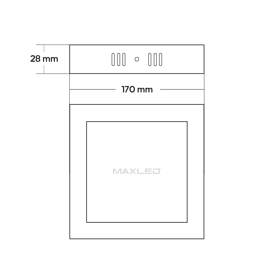 Maxled MX-1066N - 12W 4000K Ilık Beyaz | Siyah Kasa Sıva Üstü Kare LED Panel