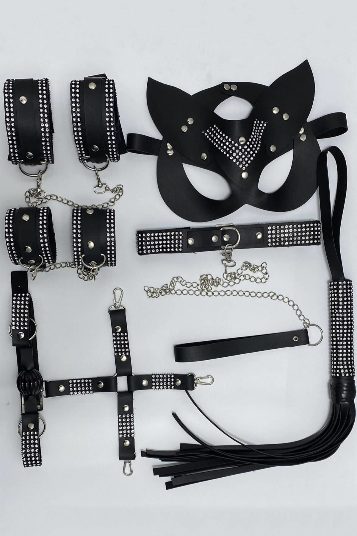 Taşlı Harness Deri Üstüne İşlemeli Kople Set 700942