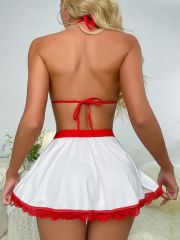 Kırmızı Beyaz   Hemşire Kıyafeti 52033