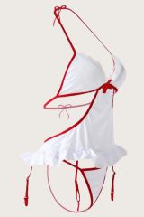 Beyaz Çekici String Tanga Külotlu   Hemşire Kıyafeti Kostüm 52060
