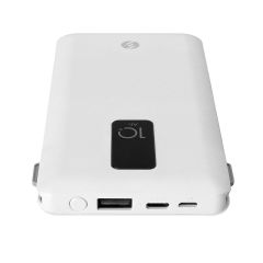 S-link IP-T100C 10000mAh Lightning+Micro+Type C Kablolu Powerbank Beyaz LCDli