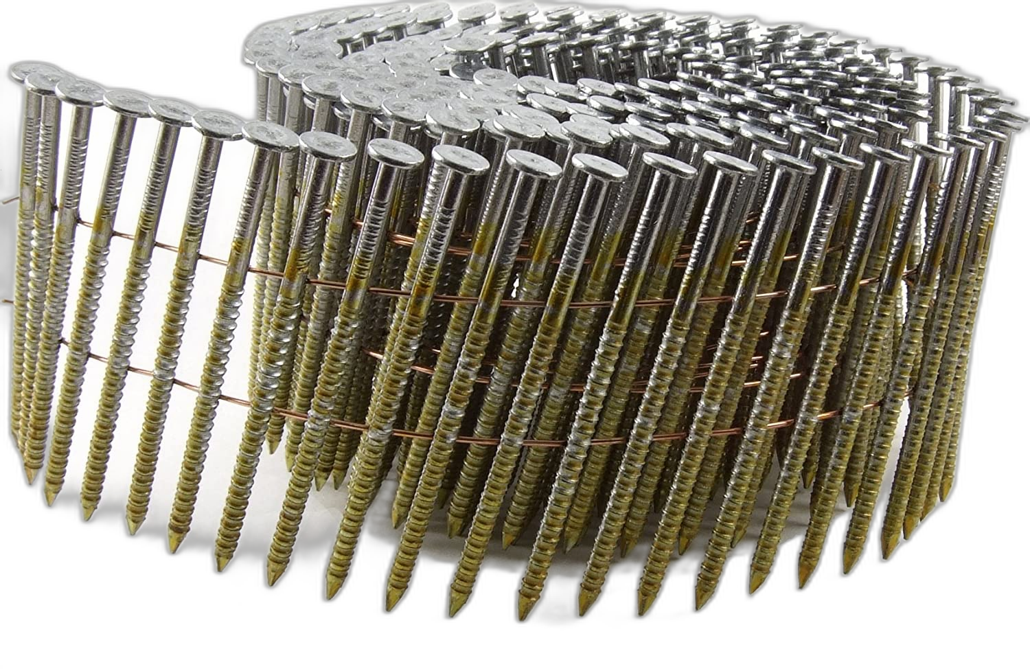 Coilnägel 3,3 x 90 mm - 4.000 Stück | Drahtmagaziniert | Stahl Blank | Ringschaft | mit 16° Neigungswinkel