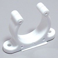 Plastic Support Clip, Screwed, Ø35mm, White