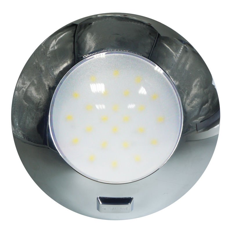 Aqua LED'li Tavan Lambası, yuvarlak, krom, anahtarlı, 4.8W, 12&24V Multivolt DC