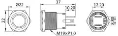 Paslanmaz çelik anahtar Mavi (Aç)-Kapa (Anlık) 12V