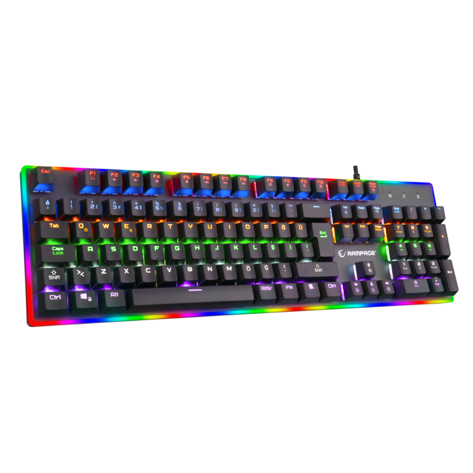 Rampage BYGAME-K1 RGB Led Frame Rainbow Mekanik Blue Switch Gaming Oyuncu Klavyesi