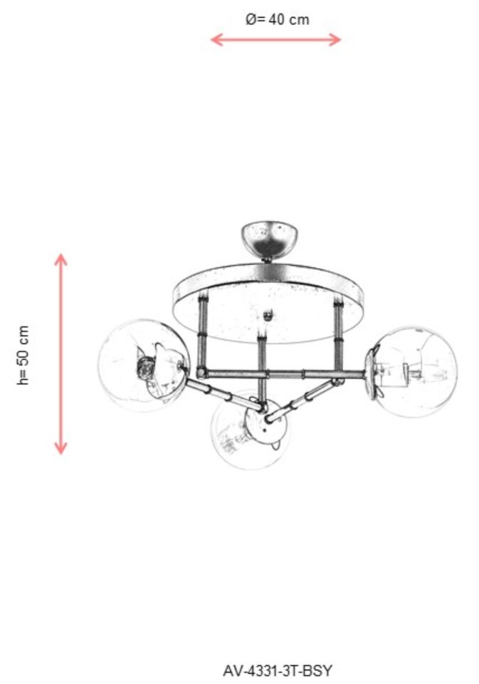 Derin Modern Avize E27 36W 40cm Metal Siyah Avonni-AV-4331-3T-BSY