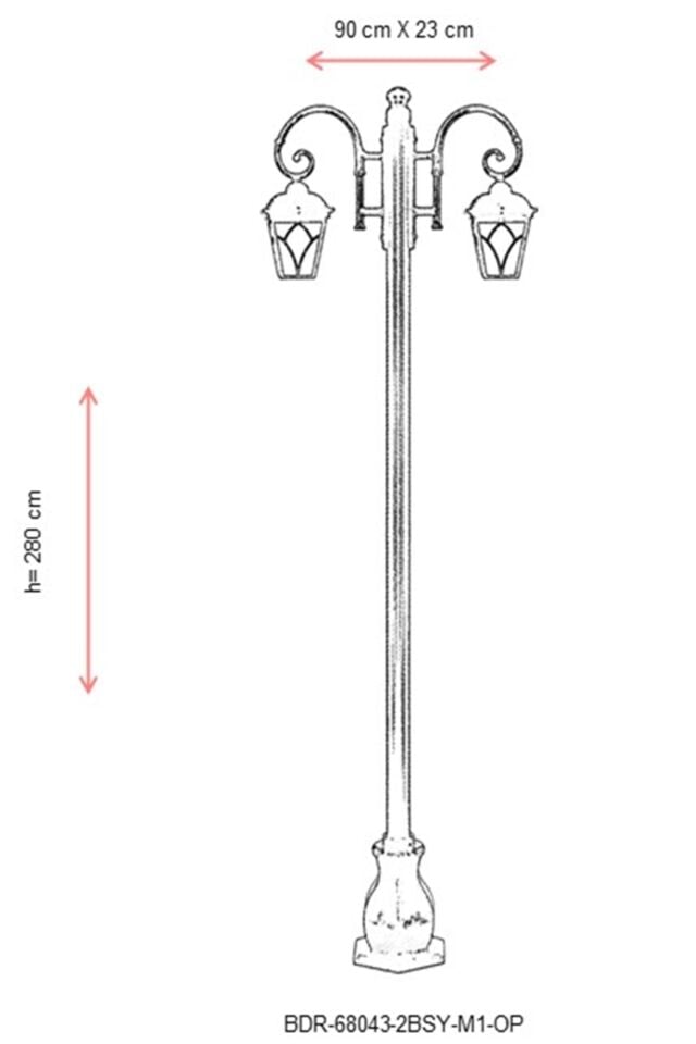 Bahçe Direkleri E27 24W 90x23cm Alüminyum Siyah Dorbien-BDR-68043-2BSY-M1-OP