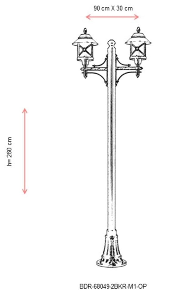 Bahçe Direkleri E27 24W 90x30cm Alüminyum Kahverengi/Siyah Dorbien-BDR-68049-2BKR-M1-OP