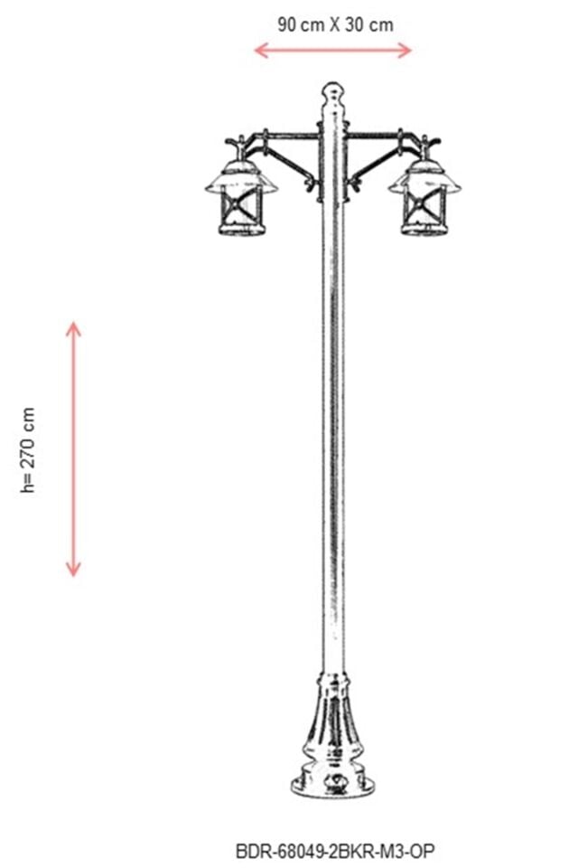 Bahçe Direkleri E27 24W 90x30cm Alüminyum Kahverengi/Siyah Dorbien-BDR-68049-2BKR-M3-OP