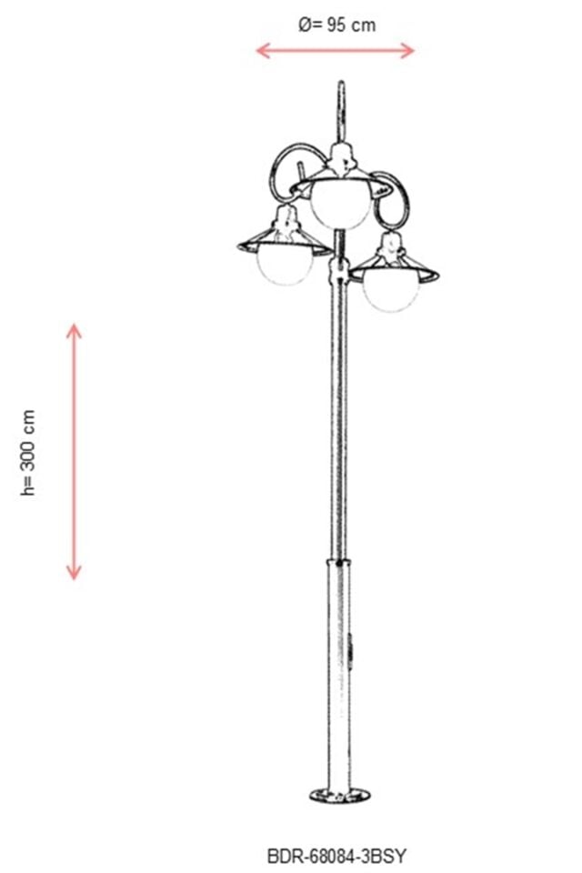 Bahçe Direkleri E27 36W 95cm Alüminyum Siyah Dorbien-BDR-68084-3BSY