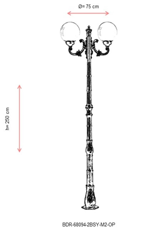 Bahçe Direkleri E27 24W 75cm Alüminyum Siyah Dorbien-BDR-68094-2BSY-M2-OP