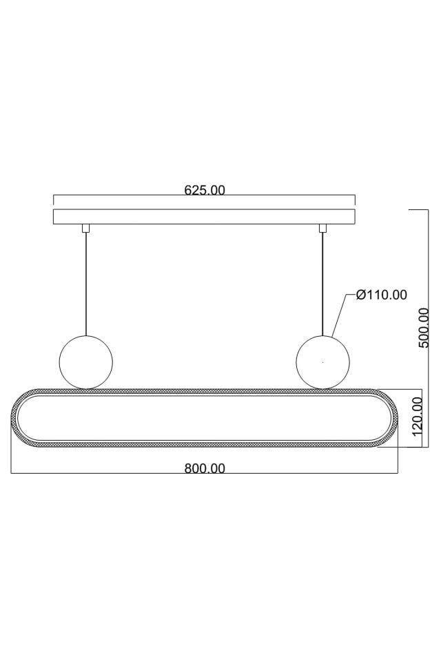 Kaykay Modern Avize LED 26W 80x10cm Alüminyum Profil Siyah Dorbien-EV-10381-BSY