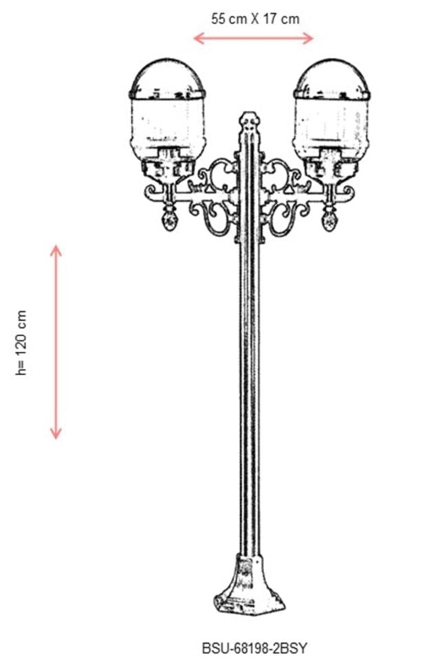 Bahçe Set Üstü Aydınlatma E27 24W 55x17cm Metal Siyah Dorbien-BSU-68198-2BSY