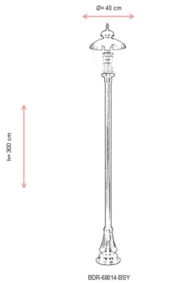 Bahçe Direkleri E27 12W 40cm Alüminyum Siyah Dorbien-BDR-68014-BSY