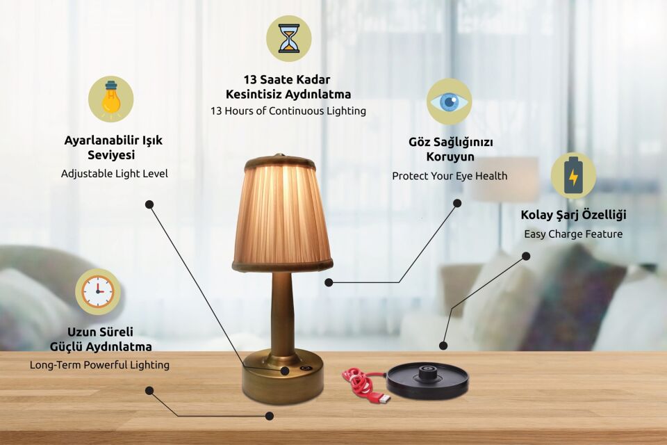 Curtain Abajur LED 3W 13cm Metal Eskitme Avonni-ML-64008-E