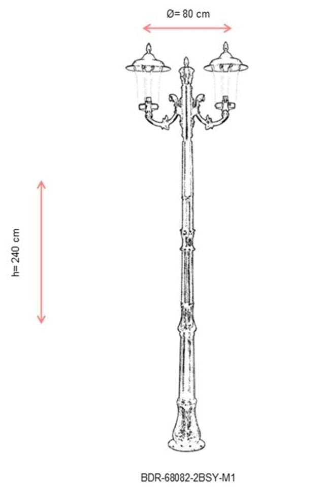 Bahçe Direkleri E27 24W 80cm Alüminyum Siyah Dorbien-BDR-68082-2BSY-M1