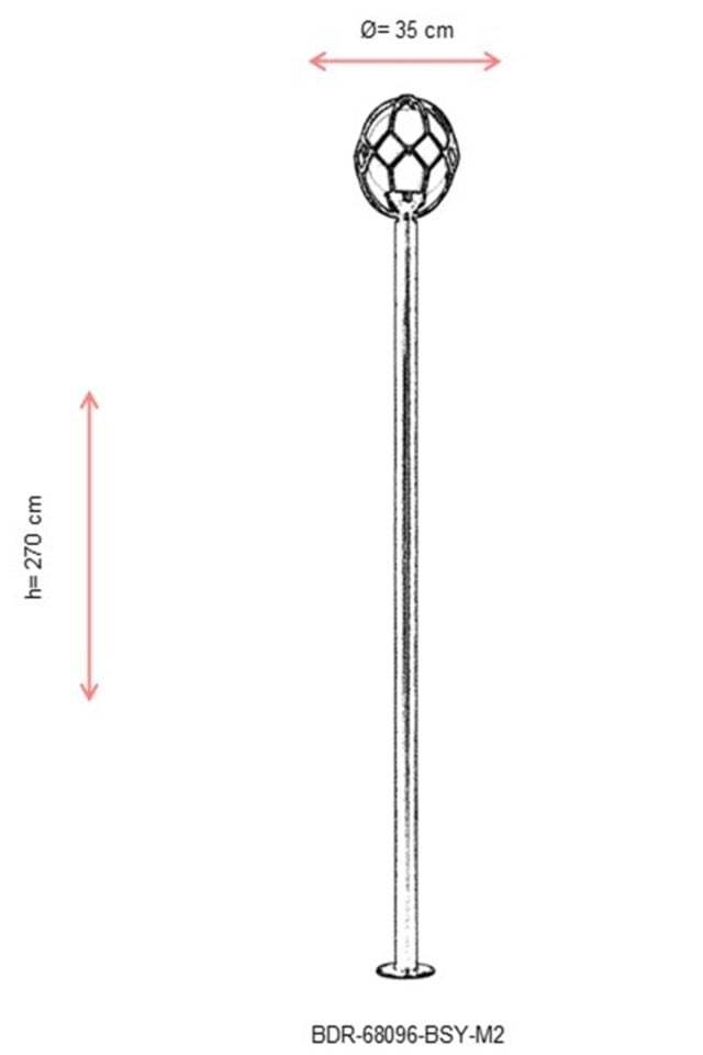 Bahçe Direkleri E27 12W 35cm Metal Siyah Dorbien-BDR-68096-BSY-M2