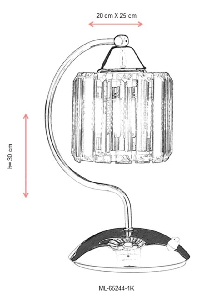 Aralık Çalışma Masası Lambası E27 12W 20x25cm Metal Krom Dorbien-ML-65244-1K