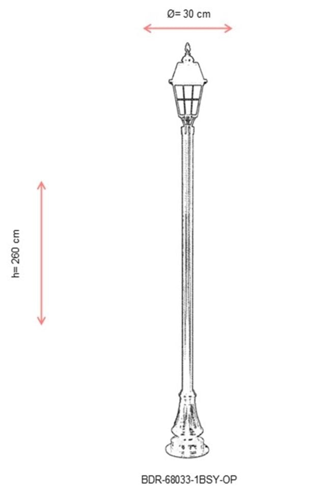 Bahçe Direkleri E27 12W 30cm Alüminyum Siyah Dorbien-BDR-68033-1BSY-OP