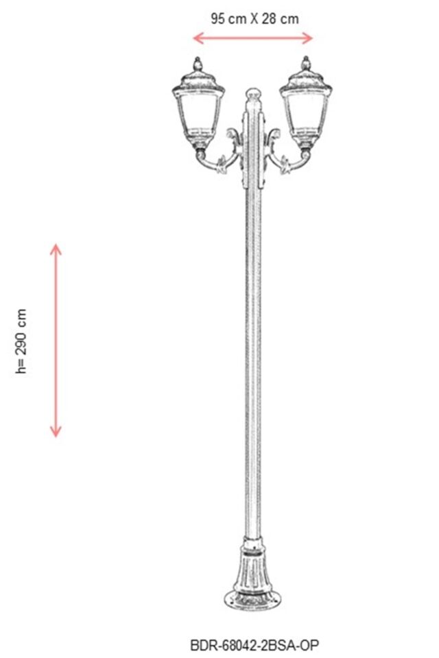 Bahçe Direkleri E27 24W 95x28cm Alüminyum Sarı Dorbien-BDR-68042-2BSA-OP