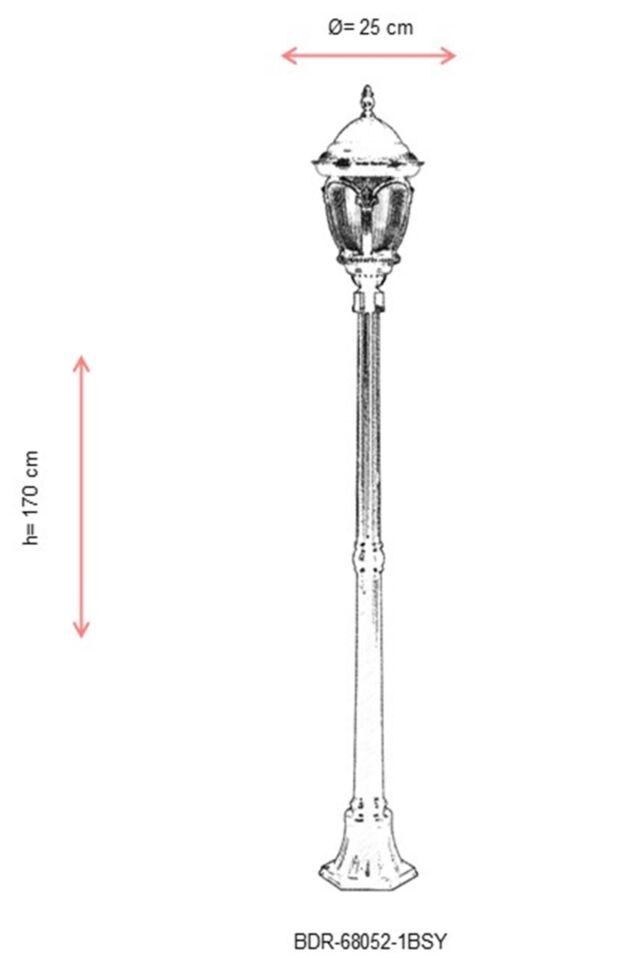 Bahçe Direkleri E27 12W 25cm Alüminyum Siyah Dorbien-BDR-68052-1BSY